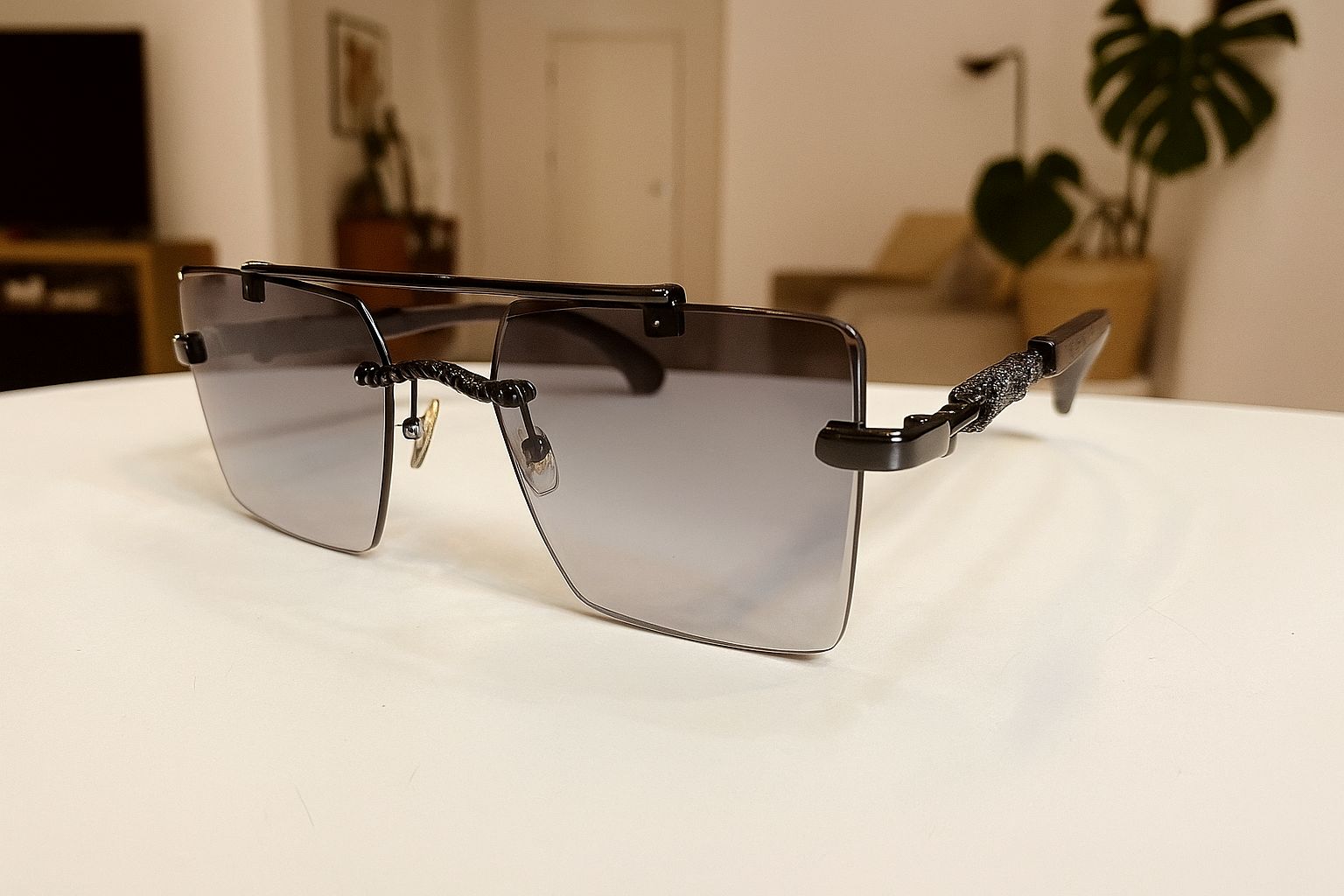 Meeran panther sunglasses with gradient lenses and a black/black frame, featuring UV protection